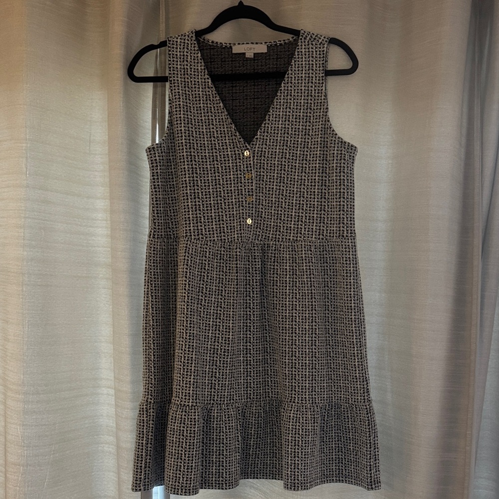 Loft Black and White Sleeveless Dress